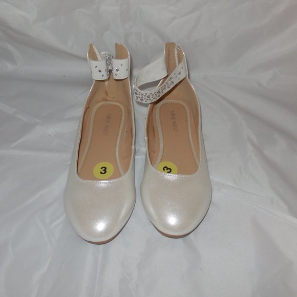 Nine West Elen Flats Ankle Strap Size 3 (Litle Girls) NEW Rhinostones - Picture 3 of 7